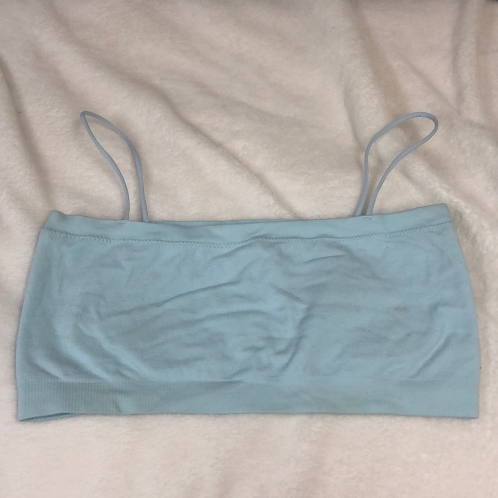 Blue skinny strap crop top/bralette